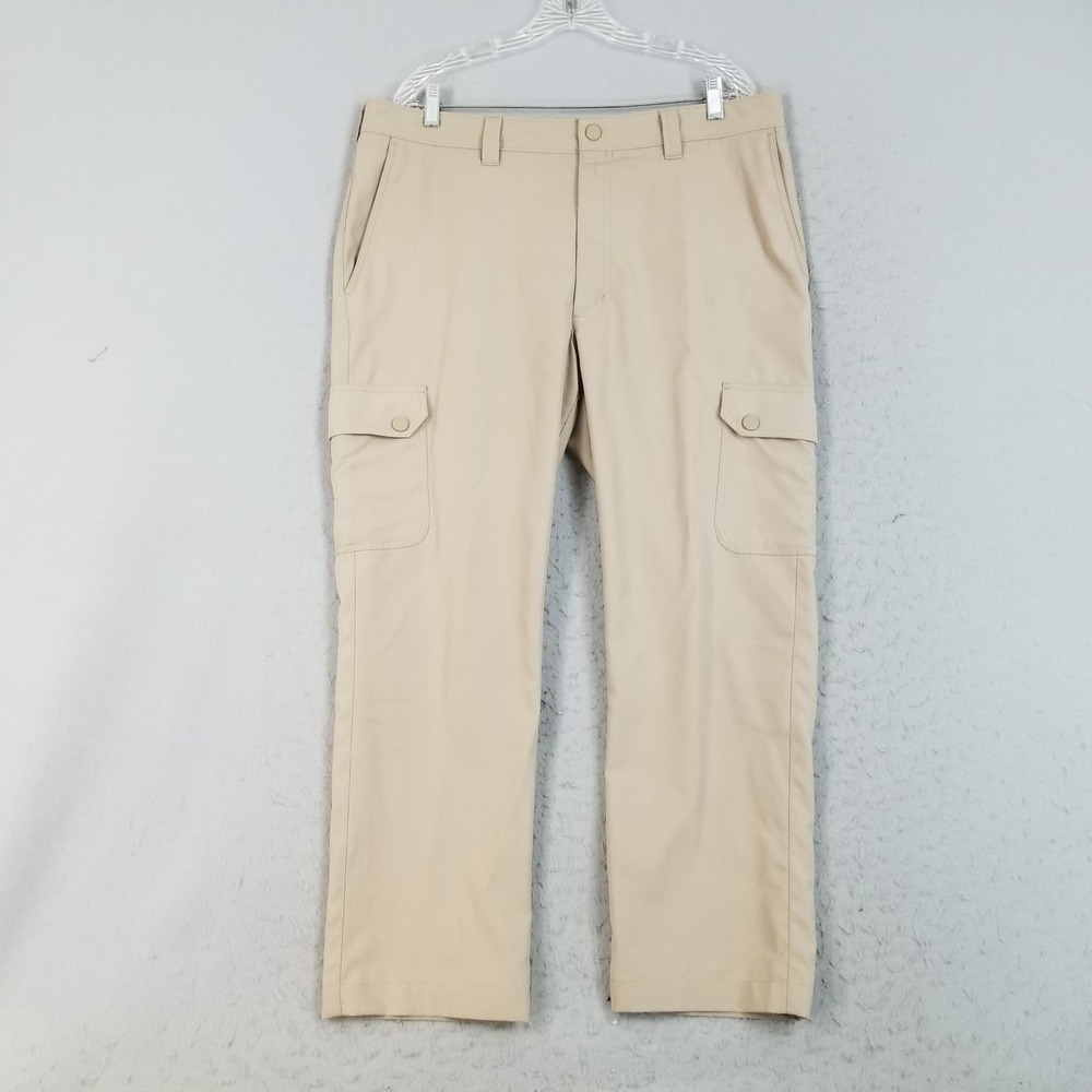 Roundtree & Yorke Pants Mens 38x30 Beige Performance Work Play Cargo Trousers